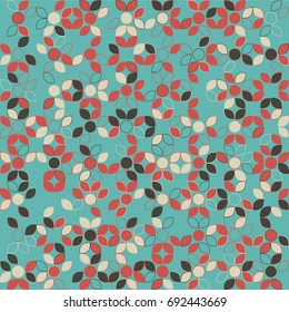 Seamless geometric pattern with colored elements, vector abstract background