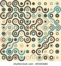 Seamless geometric pattern with colored elements, vector abstract background
