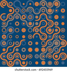 Seamless geometric pattern with colored elements, vector abstract background