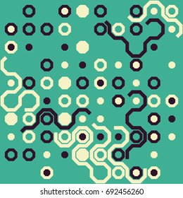 Seamless geometric pattern with colored elements, vector abstract background