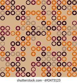 Seamless geometric pattern with colored elements, vector abstract background