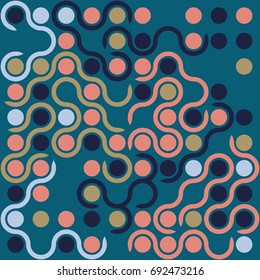 Seamless geometric pattern with colored elements, vector abstract background