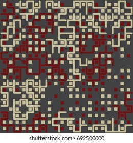 Seamless geometric pattern with colored elements, vector abstract background