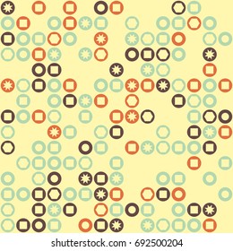 Seamless geometric pattern with colored elements, vector abstract background