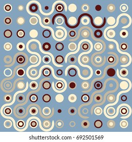 Seamless geometric pattern with colored elements, vector abstract background