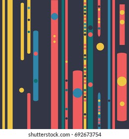 Seamless geometric pattern with colored elements, vector abstract background