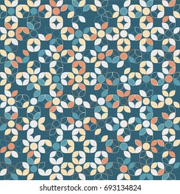 Seamless geometric pattern with colored elements, vector abstract background