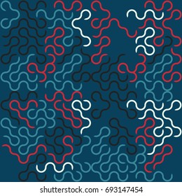 Seamless geometric pattern with colored elements, vector abstract background