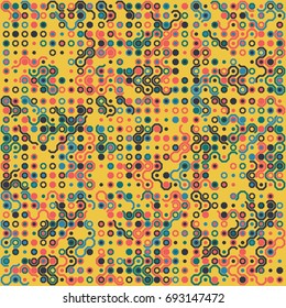 Seamless geometric pattern with colored elements, vector abstract background