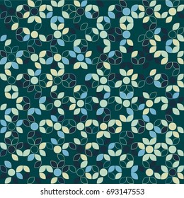 Seamless geometric pattern with colored elements, vector abstract background