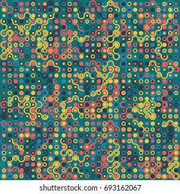 Seamless geometric pattern with colored elements, vector abstract background