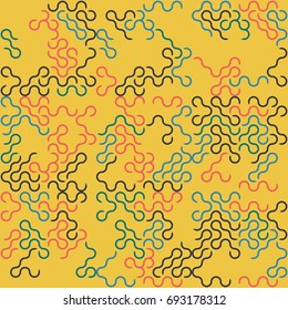 Seamless geometric pattern with colored elements, vector abstract background