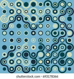 Seamless geometric pattern with colored elements, vector abstract background