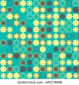 Seamless geometric pattern with colored elements, vector abstract background