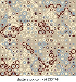 Seamless geometric pattern with colored elements, vector abstract background