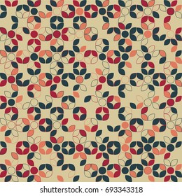 Seamless geometric pattern with colored elements, vector abstract background