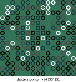 Seamless geometric pattern with colored elements, vector abstract background