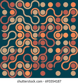 Seamless geometric pattern with colored elements, vector abstract background