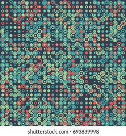 Seamless geometric pattern with colored elements, vector abstract background