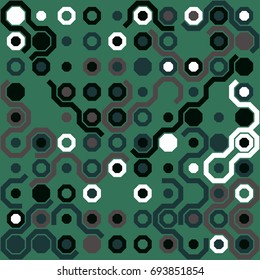 Seamless geometric pattern with colored elements, vector abstract background