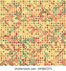 Seamless geometric pattern with colored elements, vector abstract background