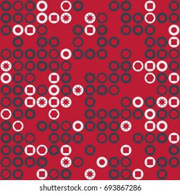 Seamless geometric pattern with colored elements, vector abstract background