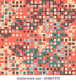 Seamless geometric pattern with colored elements, vector abstract background