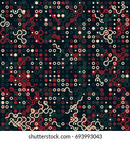 Seamless geometric pattern with colored elements, vector abstract background