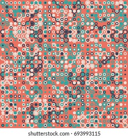Seamless geometric pattern with colored elements, vector abstract background