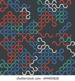 Seamless geometric pattern with colored elements, vector abstract background