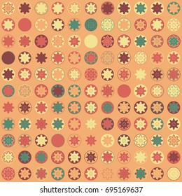 Seamless geometric pattern with colored elements, vector abstract background
