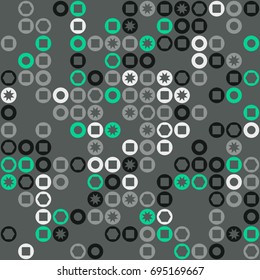 Seamless geometric pattern with colored elements, vector abstract background