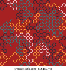 Seamless geometric pattern with colored elements, vector abstract background