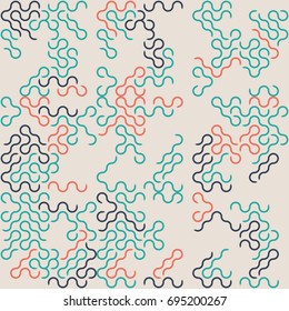 Seamless geometric pattern with colored elements, vector abstract background