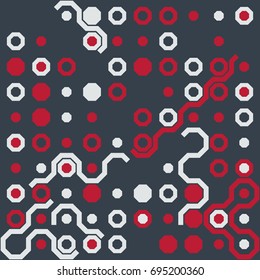 Seamless geometric pattern with colored elements, vector abstract background