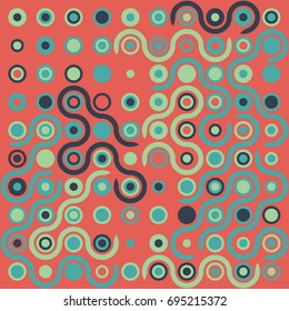 Seamless geometric pattern with colored elements, vector abstract background