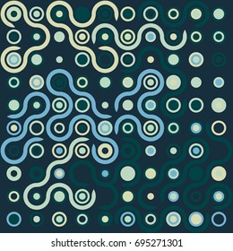 Seamless geometric pattern with colored elements, vector abstract background