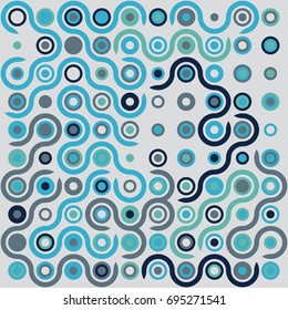 Seamless geometric pattern with colored elements, vector abstract background