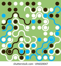 Seamless geometric pattern with colored elements, vector abstract background