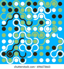 Seamless geometric pattern with colored elements, vector abstract background