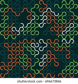 Seamless geometric pattern with colored elements, vector abstract background