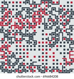 Seamless geometric pattern with colored elements, vector abstract background