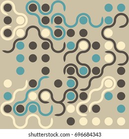 Seamless geometric pattern with colored elements, vector abstract background