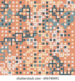 Seamless geometric pattern with colored elements, vector abstract background