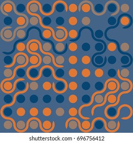 Seamless geometric pattern with colored elements, vector abstract background