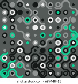 Seamless geometric pattern with colored elements, vector abstract background