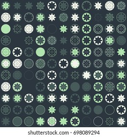 Seamless geometric pattern with colored elements, vector abstract background