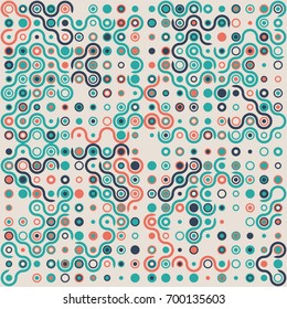 Seamless geometric pattern with colored elements, vector abstract background