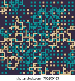 Seamless geometric pattern with colored elements, vector abstract background
