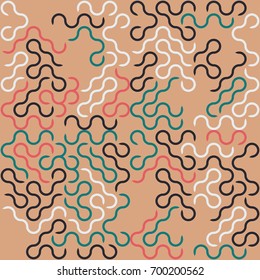 Seamless geometric pattern with colored elements, vector abstract background
